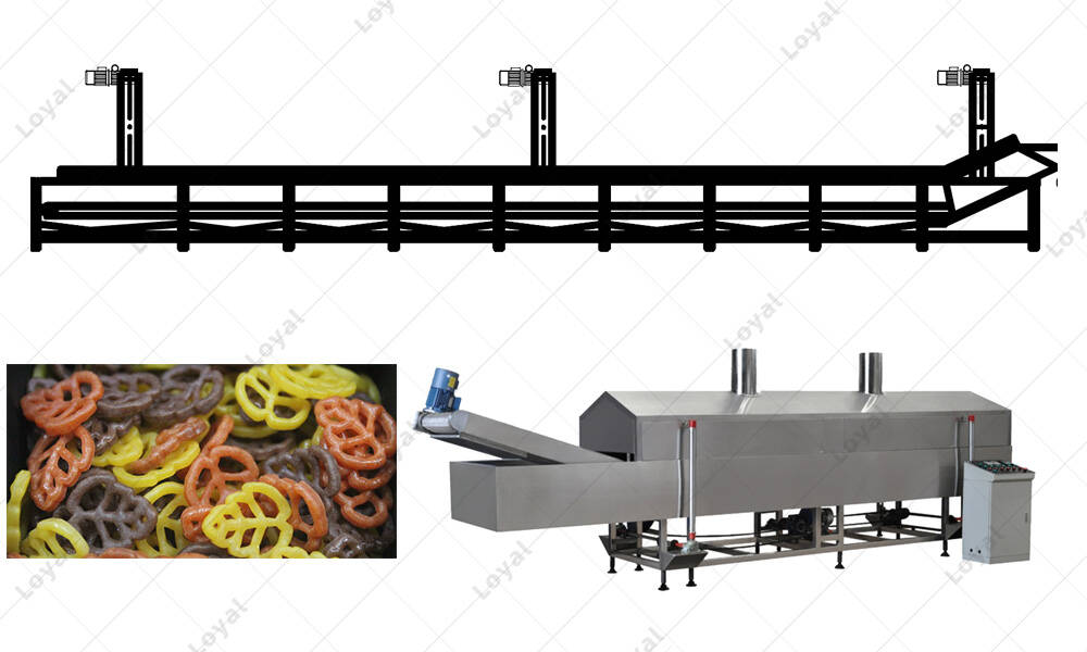 Layout of Automatic Industrial Fryer Pellet Snacks processing line