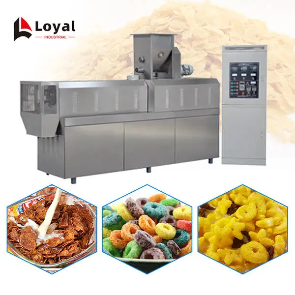 Self Cleaning Automatic Corn Flakes Making Machine Twin-Screw Extrusion For Cereal Flake