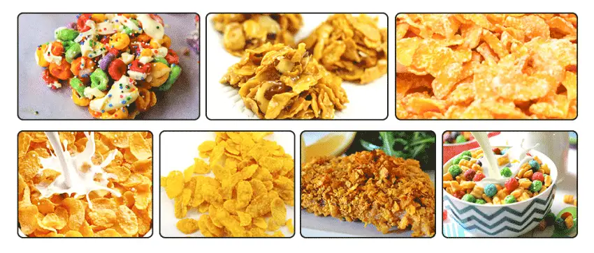 Sample of Corn Flakes Breakfast Cereal Processing Line