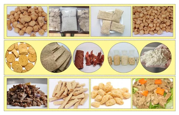 Samples of soya nuggets making machine in Loyal soya nuggets manufacturing plant 