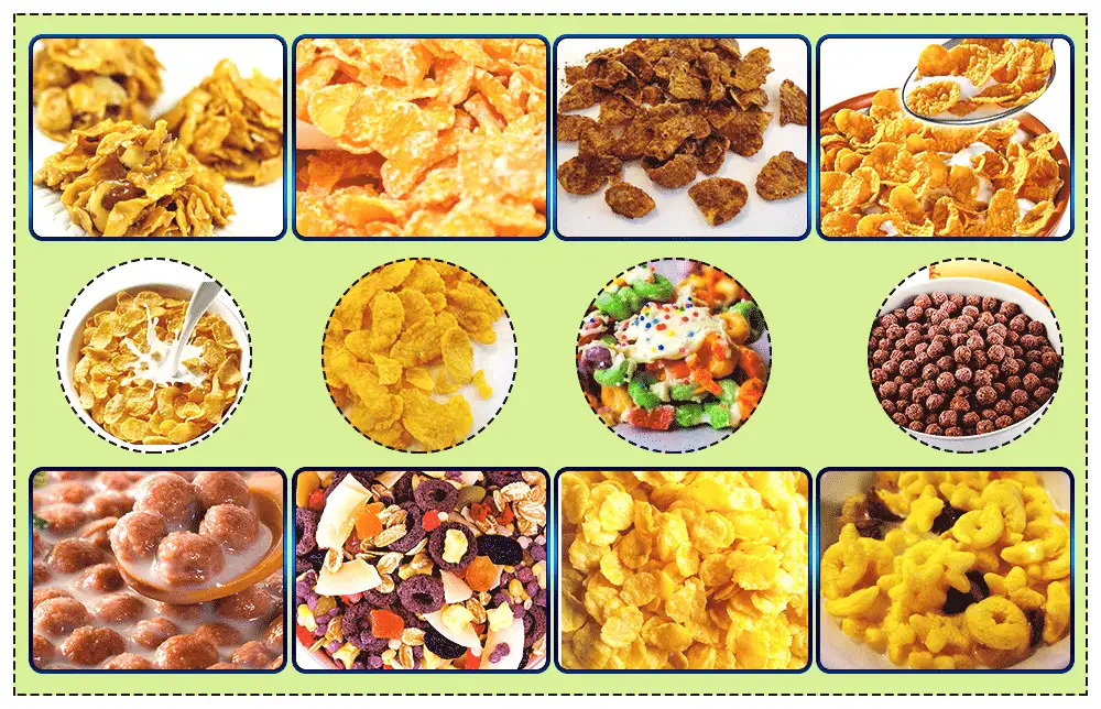 Sample of Corn Flakes and Breakfast Cereal of Corn Flakes Processing Line