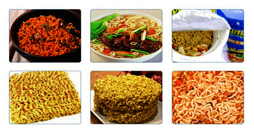 Sample of instant noodles production line