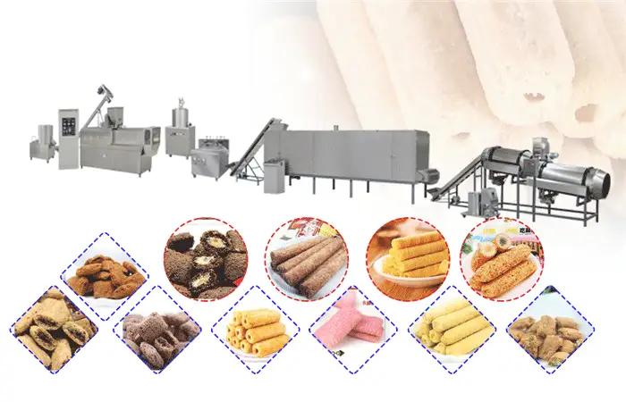 Stainless Steel puffed Food Extruder Machine And Puffed Snack Samples