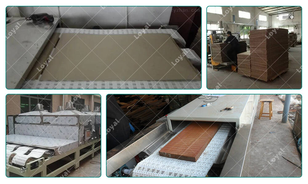 Test of Industrial Tunnel Sawdust Paper Cardboard Microwave Drying Machine in Customer‘s Workshop