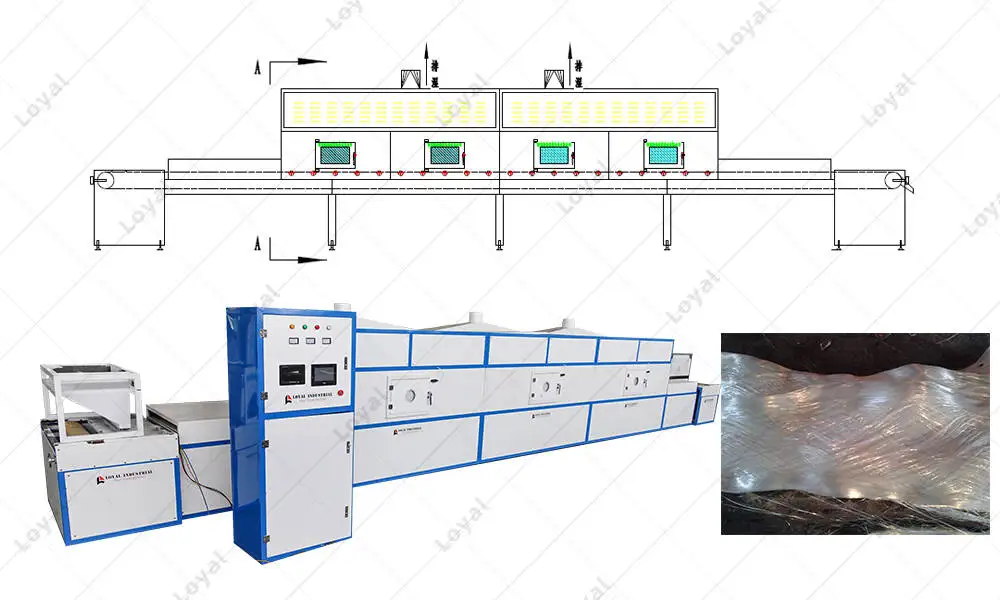 CAD High Efficient Industrial Microwave Glass Fiber Drying Machine Microwave Glass Fiber Drying Oven