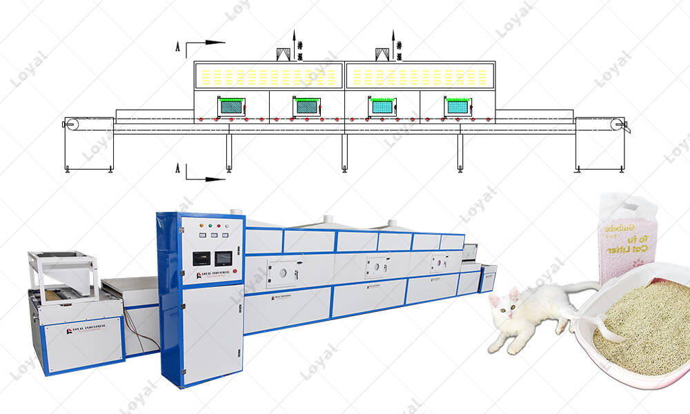 Cad Of Automatic Industrial Tunnel Tofu Crystal Cats Litter Microwave Sterilizing Drying Machine In Manufacturer