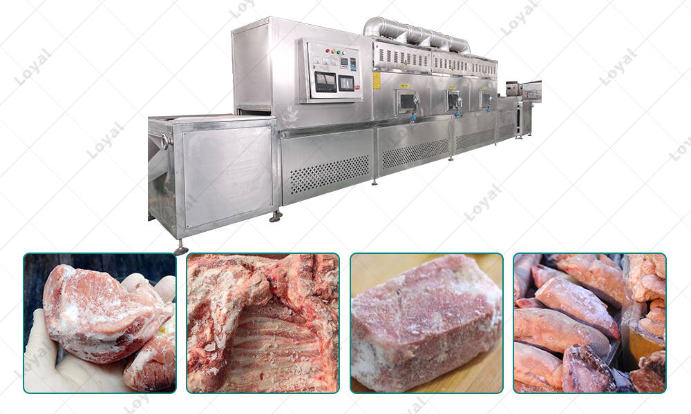 Application Of Tunnel Microwave Frozen Meat Mutton Processing Thawing Machine in Manufacturer