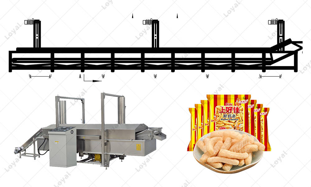 CAD of automatic shrimp chips frying machine Production equipment 