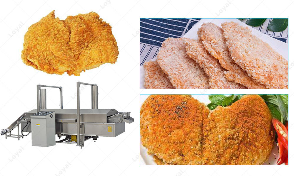 Application of Continuous  Chicken Fillet Frying making machine