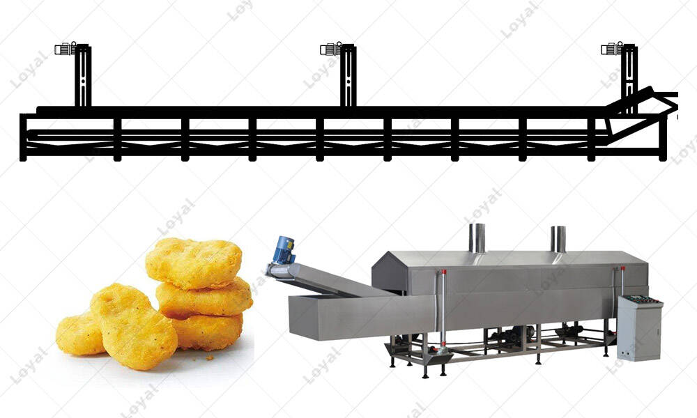 CAD of Automatic Continuous Chicken Nuggets Frying processing line