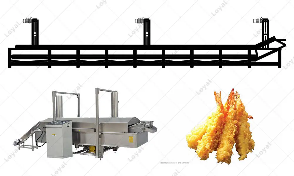 Layout of Tempura Shrimp deep fryer manufacturing equipment