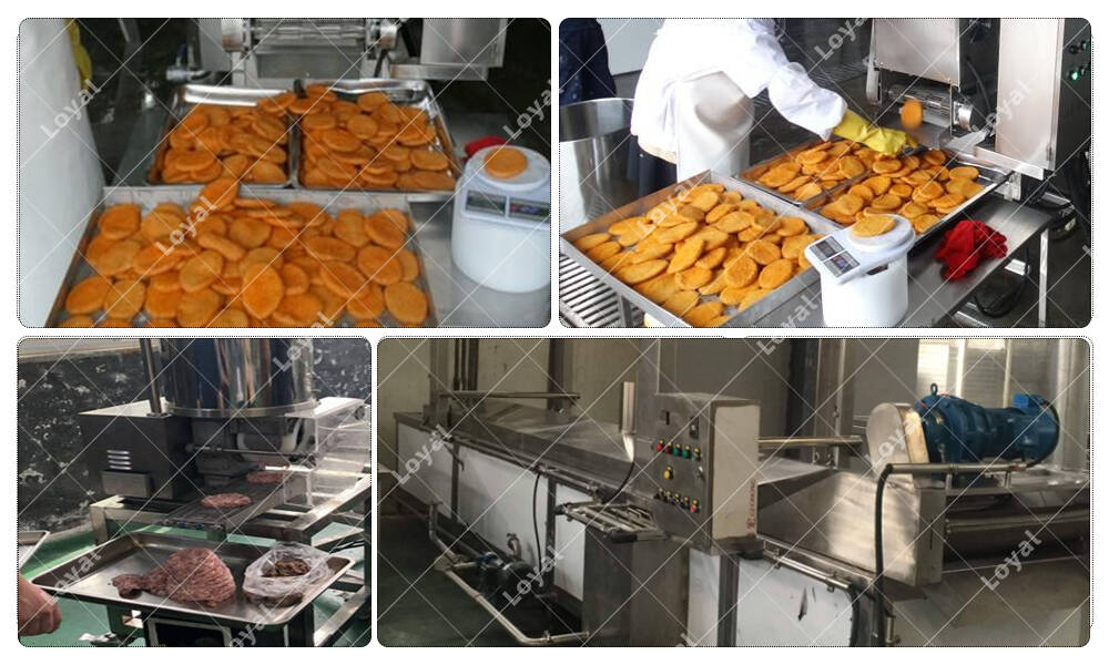 Automatic Hamburger Patty Frying making machine Workshop production